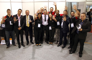 Collaborators celebrate the fifth award achieved